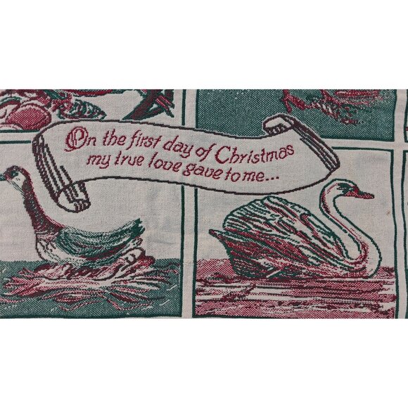 Vintage Twelve Days Of Christmas Woven Tapestry Fringe Throw Blanket - Picture 4 of 8